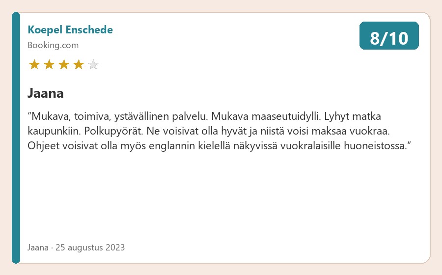 Review van Jaana via Booking.com