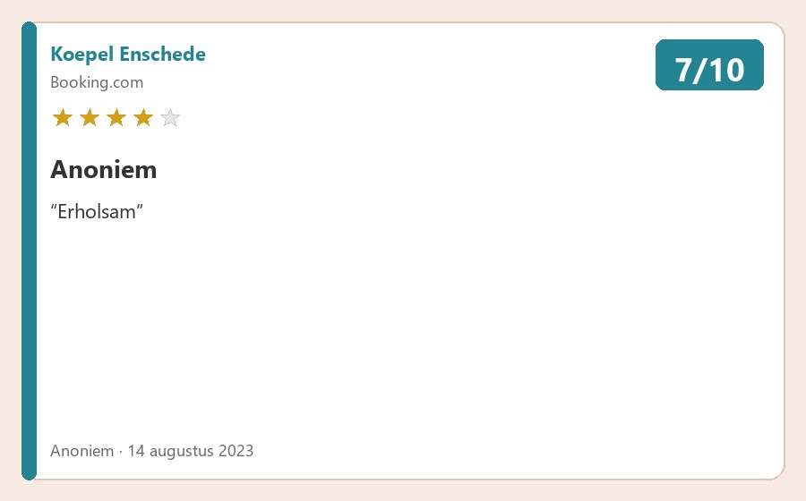 Review van Anoniem via Booking.com